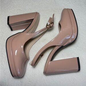 Chic Patent Leather Block Heel Pumps